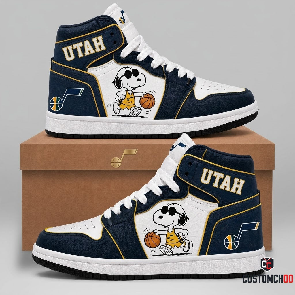 Snoopy NBA 30-Team Crossover Edition Canvas High Top Sneakers - Utah Jazz
