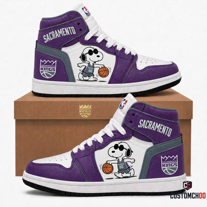 Snoopy NBA 30-Team Crossover Edition Canvas High Top Sneakers - Sacramento Kings