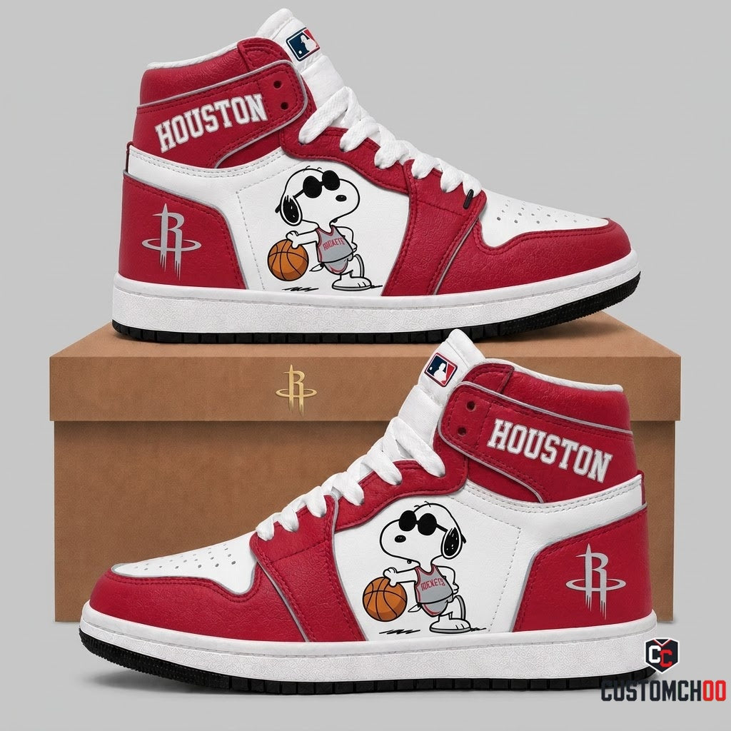 Snoopy NBA 30-Team Crossover Edition Canvas High Top Sneakers - Houston Rockets