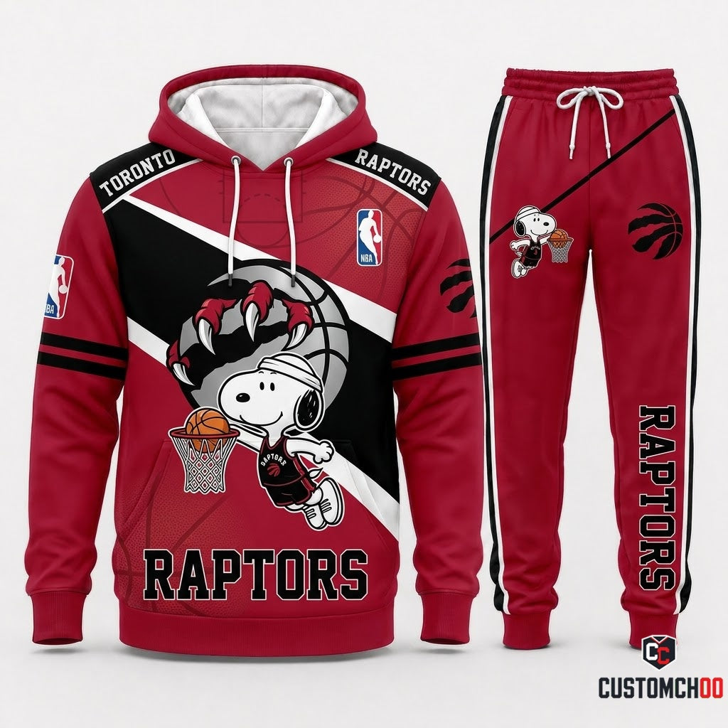 Snoopy NBA 30-Team Slam Dunk Edition Tracksuit Set - Hoodie & Jogger Pants - Toronto Raptors