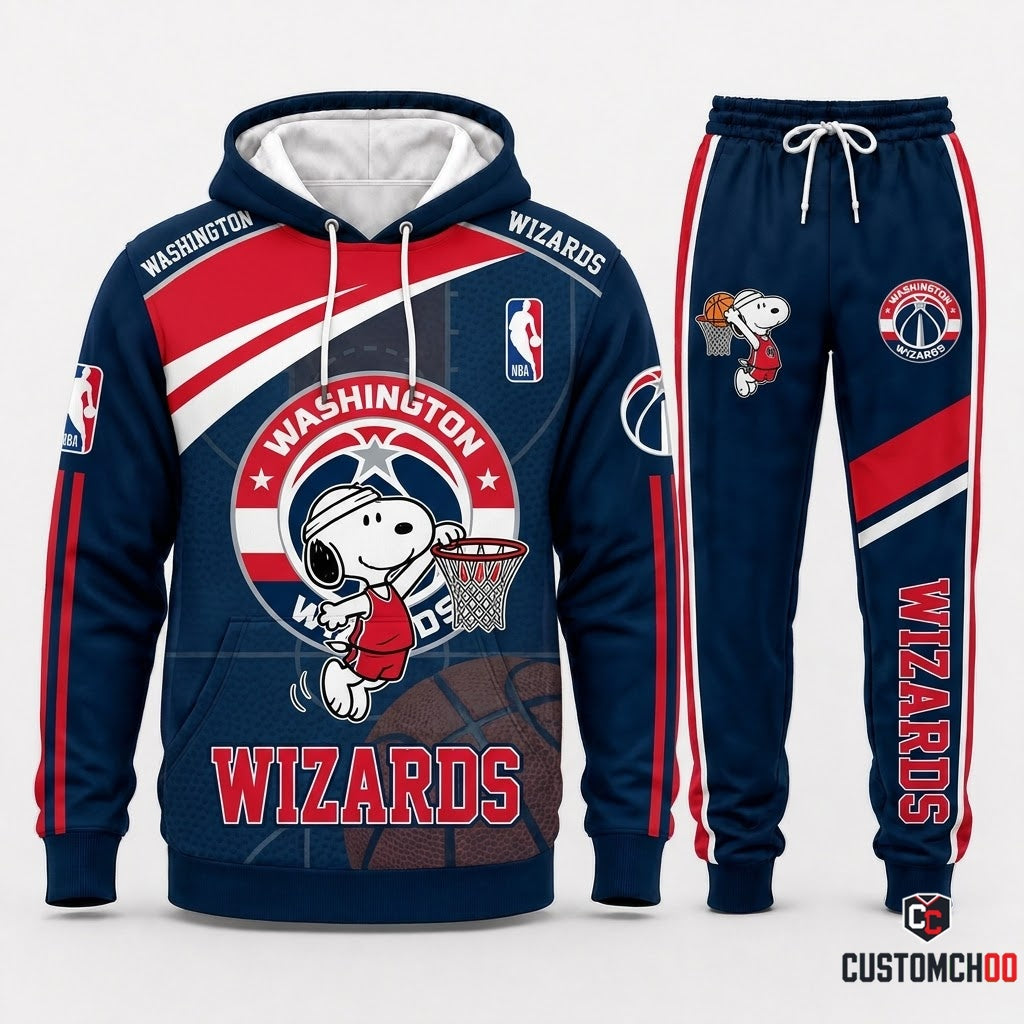 Snoopy NBA 30-Team Slam Dunk Edition Tracksuit Set - Hoodie & Jogger Pants - Washington Wizards