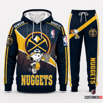 Snoopy NBA 30-Team Slam Dunk Edition Tracksuit Set - Hoodie & Jogger Pants - Denver Nuggets