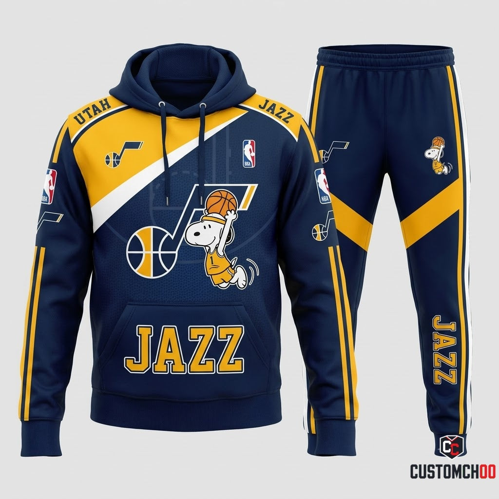 Snoopy NBA 30-Team Slam Dunk Edition Tracksuit Set - Hoodie & Jogger Pants - Utah Jazz