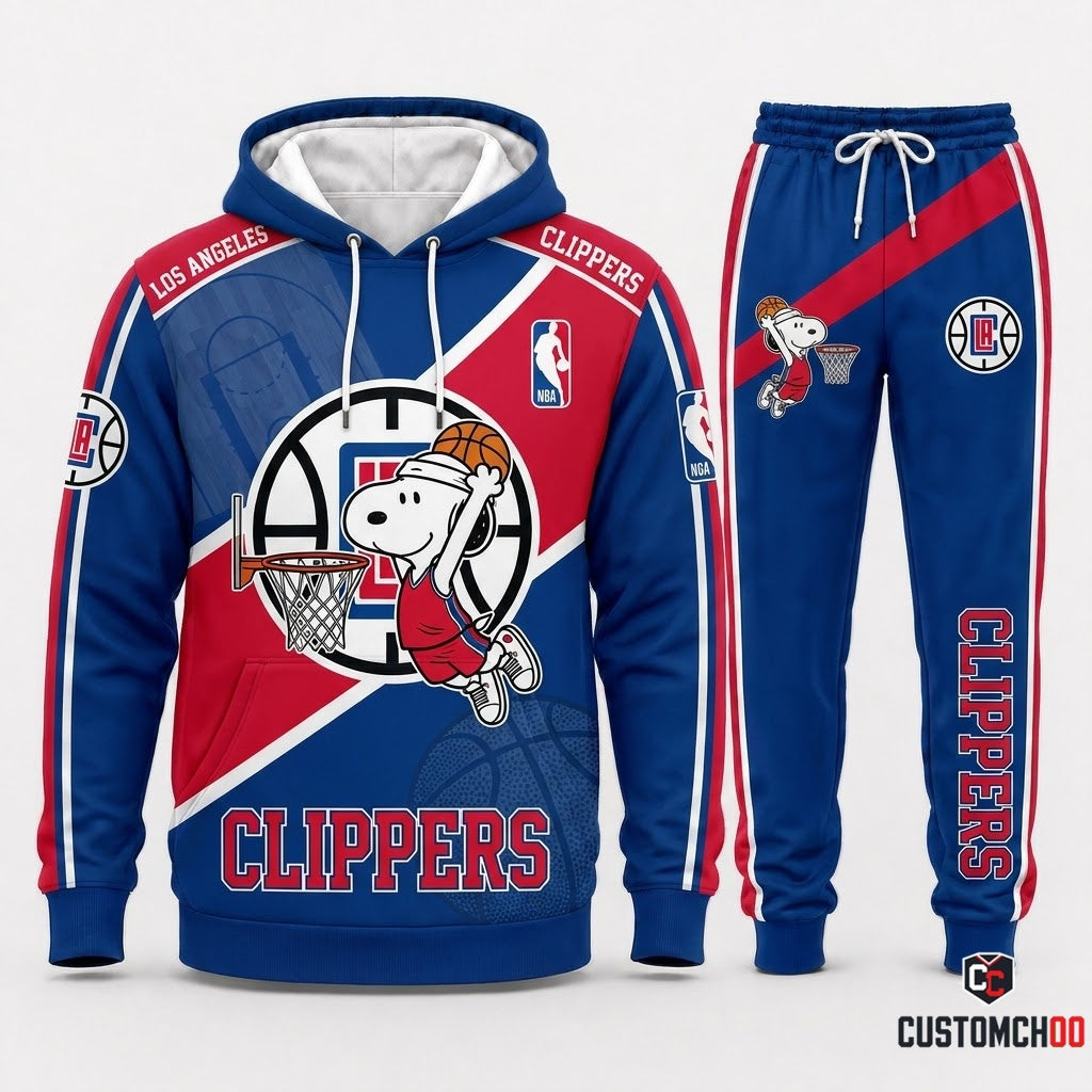 Snoopy NBA 30-Team Slam Dunk Edition Tracksuit Set - Hoodie & Jogger Pants - LA Clippers