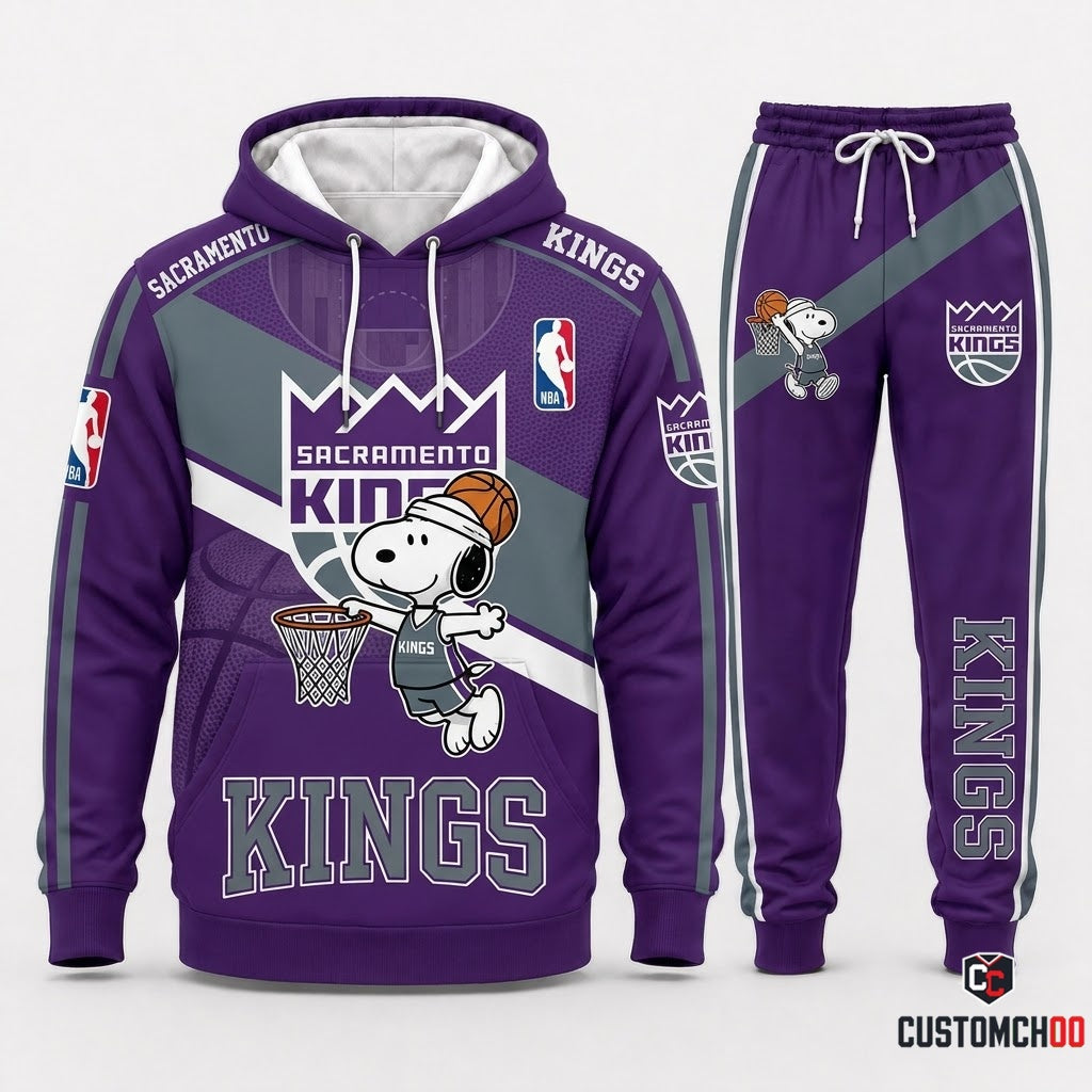 Snoopy NBA 30-Team Slam Dunk Edition Tracksuit Set - Hoodie & Jogger Pants - Sacramento Kings