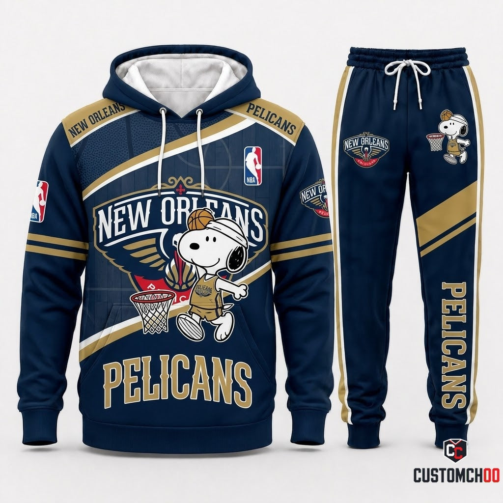 Snoopy NBA 30-Team Slam Dunk Edition Tracksuit Set - Hoodie & Jogger Pants - New Orleans Pelicans