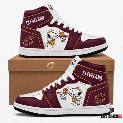 Snoopy NBA 30-Team Slam Dunk Edition Canvas High Top Sneakers - Cleveland Cavaliers