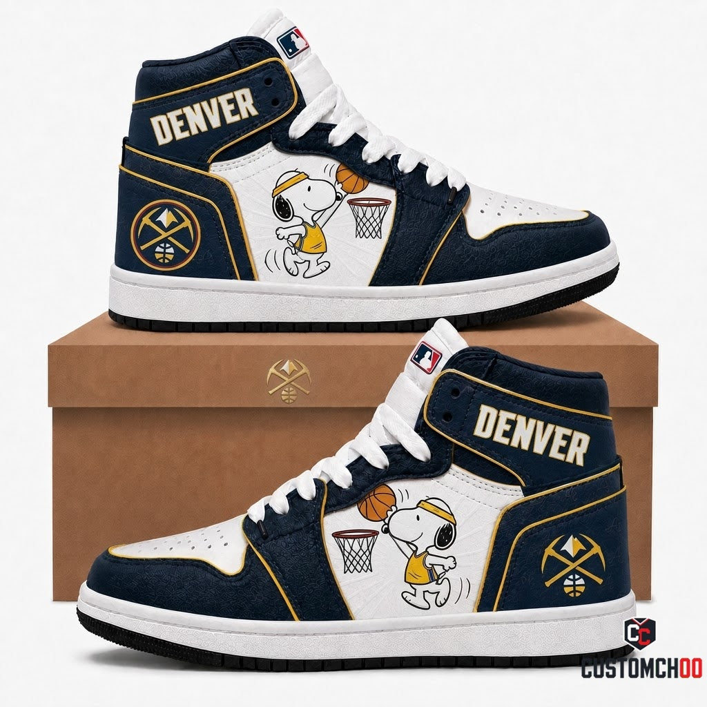 Snoopy NBA 30-Team Slam Dunk Edition Canvas High Top Sneakers - Denver Nuggets
