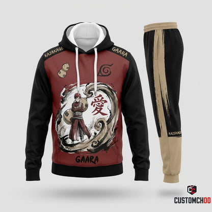 Gaara of the Sand Anime Tracksuit Set - Hoodie & Jogger Pants - 01. Sumie Sandgourd