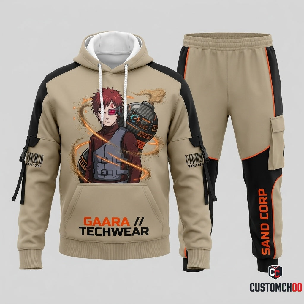 Gaara of the Sand Anime Tracksuit Set - Hoodie & Jogger Pants - 02. Cyber Techwear