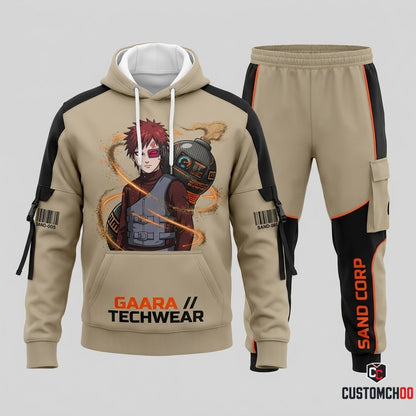 Gaara of the Sand Anime Tracksuit Set - Hoodie & Jogger Pants - 02. Cyber Techwear