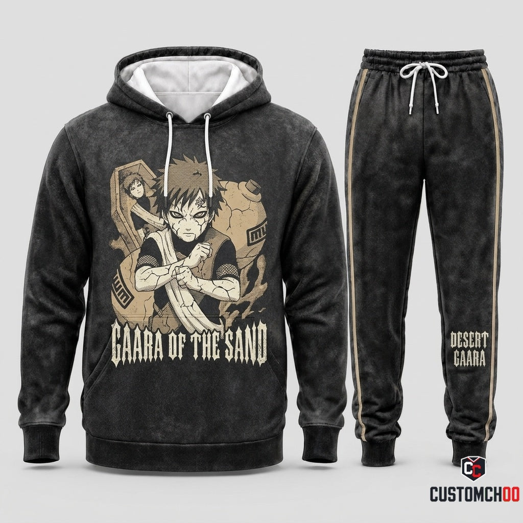 Gaara of the Sand Anime Tracksuit Set - Hoodie & Jogger Pants - 04. Vintage 90s