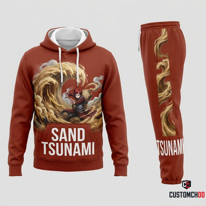 Gaara of the Sand Anime Tracksuit Set - Hoodie & Jogger Pants - 07. Sandtsunami Blast