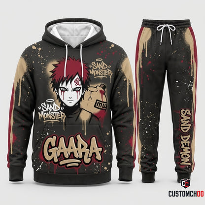 Gaara of the Sand Anime Tracksuit Set - Hoodie & Jogger Pants - 08. Street Graffiti