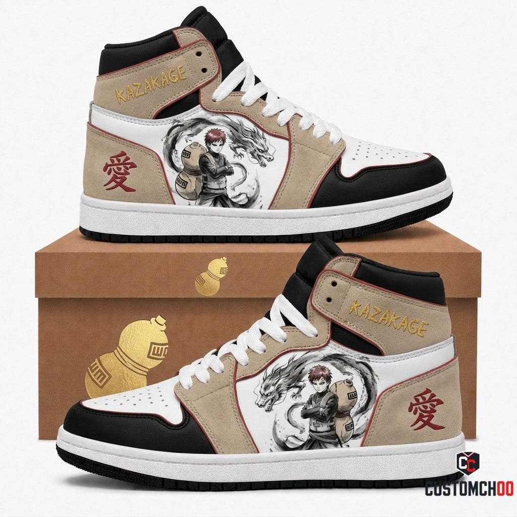 Gaara of the Sand Anime Canvas High Top Sneakers - 01. Sumie Sandgourd