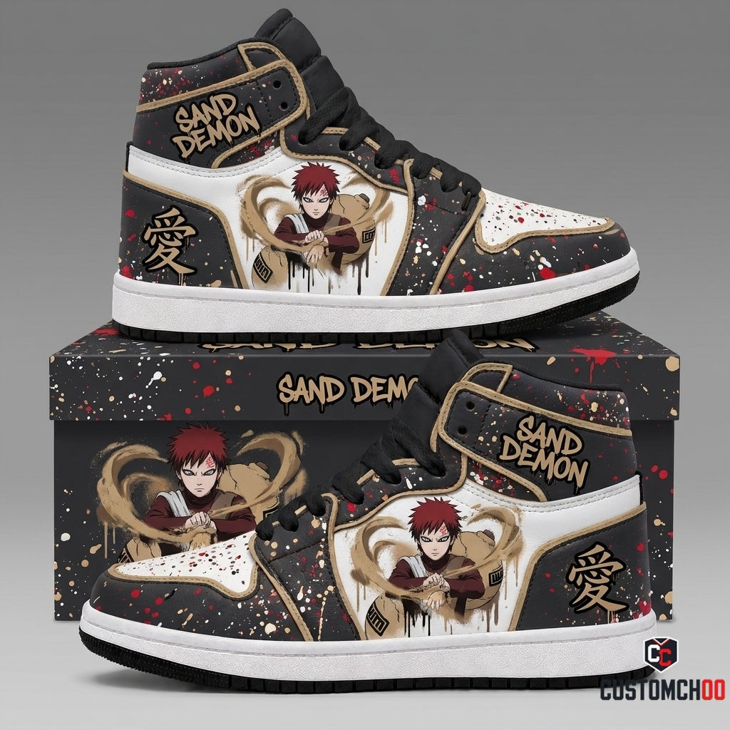 Gaara of the Sand Anime Canvas High Top Sneakers - 08. Street Graffiti