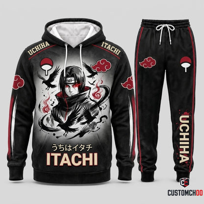 Itachi Uchiha Anime Tracksuit Set - Hoodie & Jogger Pants - 01. Sumie