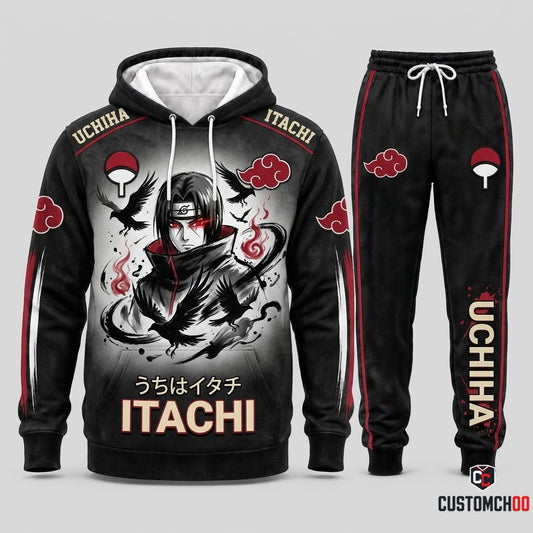 Itachi Uchiha Anime Tracksuit Set - Hoodie & Jogger Pants - 01. Sumie