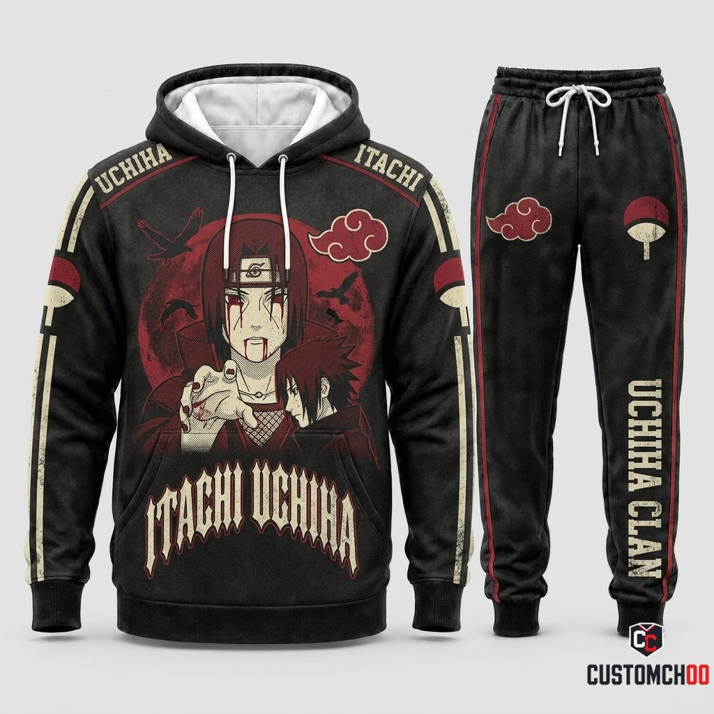 Itachi Uchiha Anime Tracksuit Set - Hoodie & Jogger Pants - 04. Vintage 90s