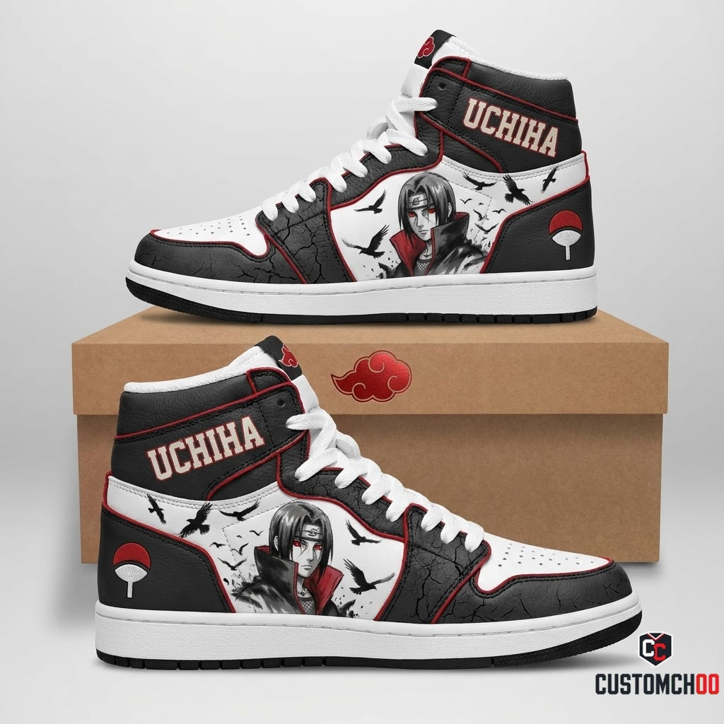 Itachi Uchiha Anime Canvas High Top Sneakers - 01. Sumie