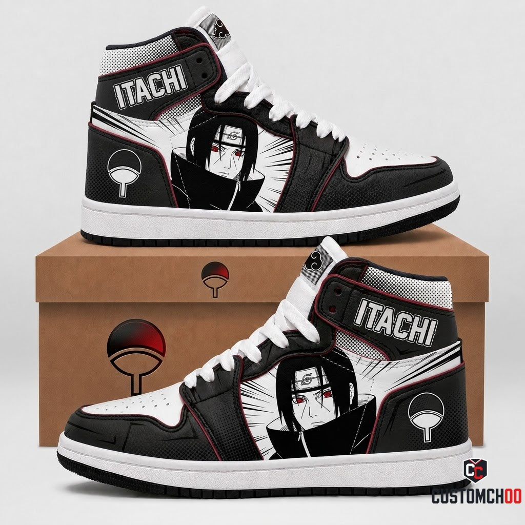 Itachi Uchiha Anime Canvas High Top Sneakers - 06. Manga Screentone