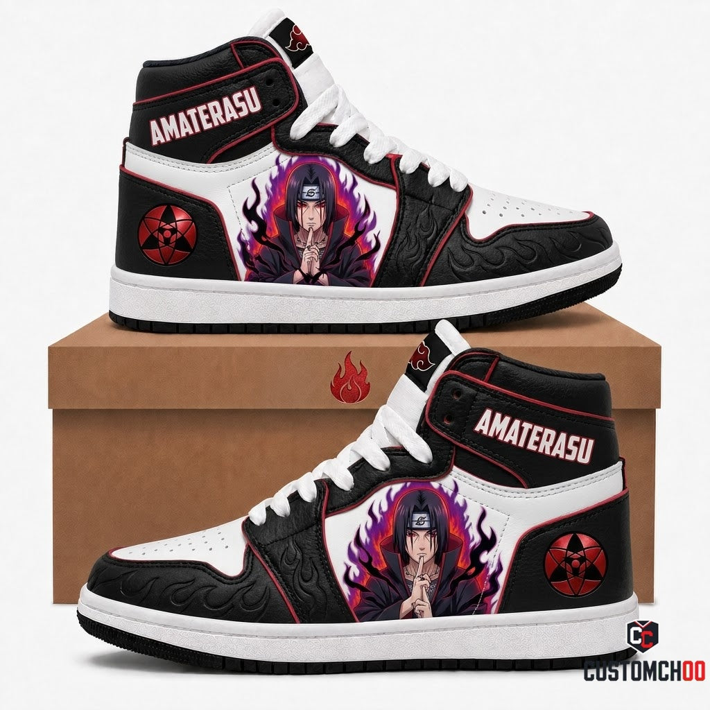 Itachi Uchiha Anime Canvas High Top Sneakers - 07. Amaterasu Flame