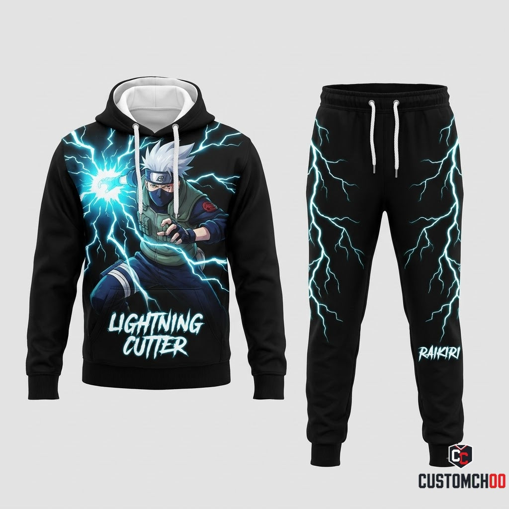 Kakashi Hatake Anime Tracksuit Set - Hoodie & Jogger Pants - 07. Raikiri Lightning