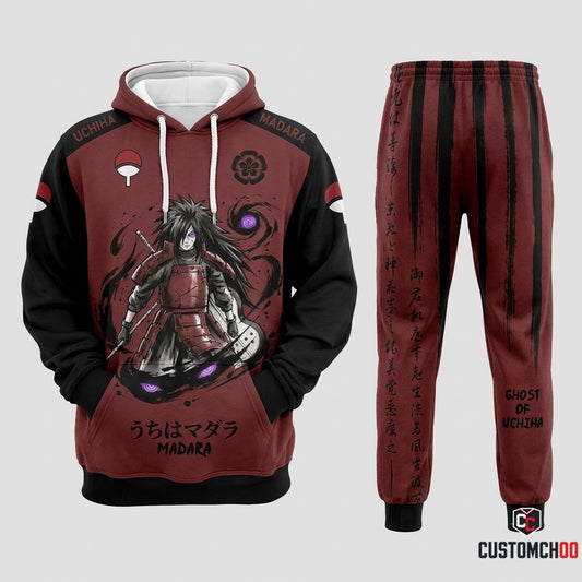 Madara Uchiha Anime Tracksuit Set - Hoodie & Jogger Pants - 01. Sumie Warrior