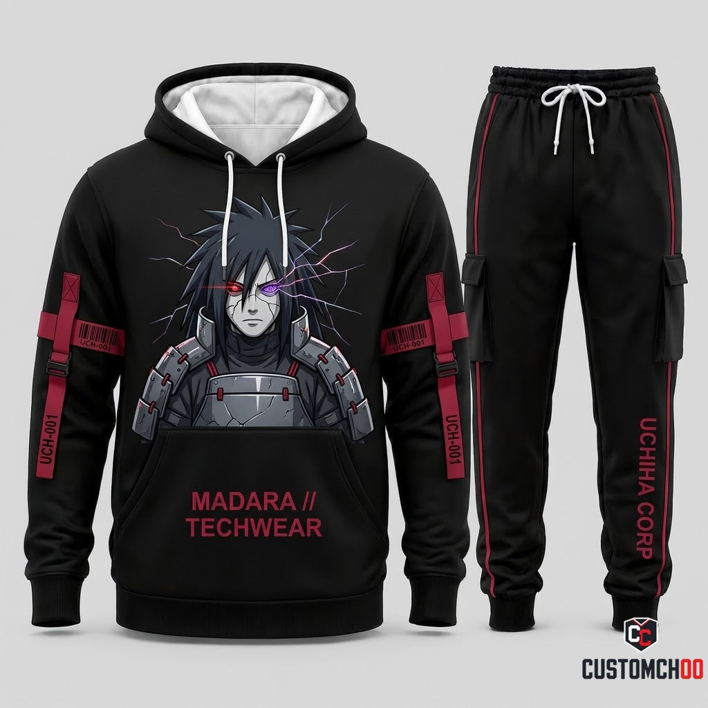 Madara Uchiha Anime Tracksuit Set - Hoodie & Jogger Pants - 02. Cyber Techwear