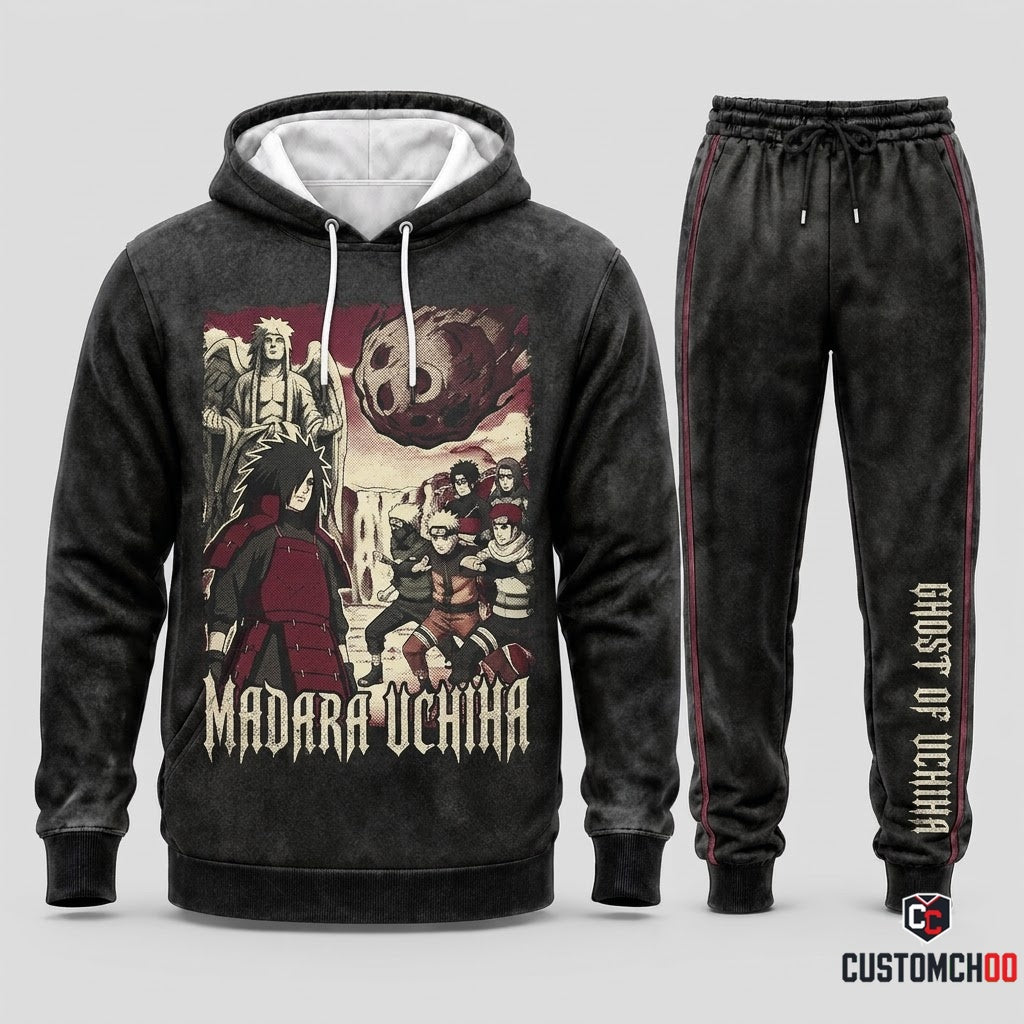 Madara Uchiha Anime Tracksuit Set - Hoodie & Jogger Pants - 04. Vintage 90s