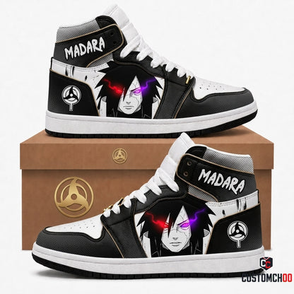 Madara Uchiha Anime Canvas High Top Sneakers - 06. Manga Screentone