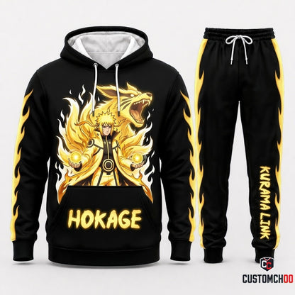 Minato Namikaze Anime Tracksuit Set - Hoodie & Jogger Pants - 03. Kurama Avatar