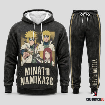 Minato Namikaze Anime Tracksuit Set - Hoodie & Jogger Pants - 04. Vintage 90s
