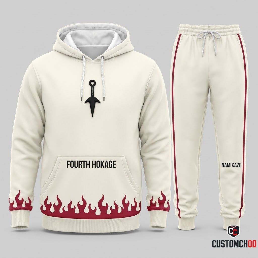 Minato Namikaze Anime Tracksuit Set - Hoodie & Jogger Pants - 05. Clan Minimalist