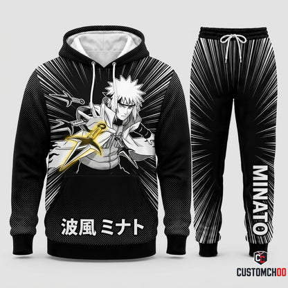 Minato Namikaze Anime Tracksuit Set - Hoodie & Jogger Pants - 06. Manga Screentone