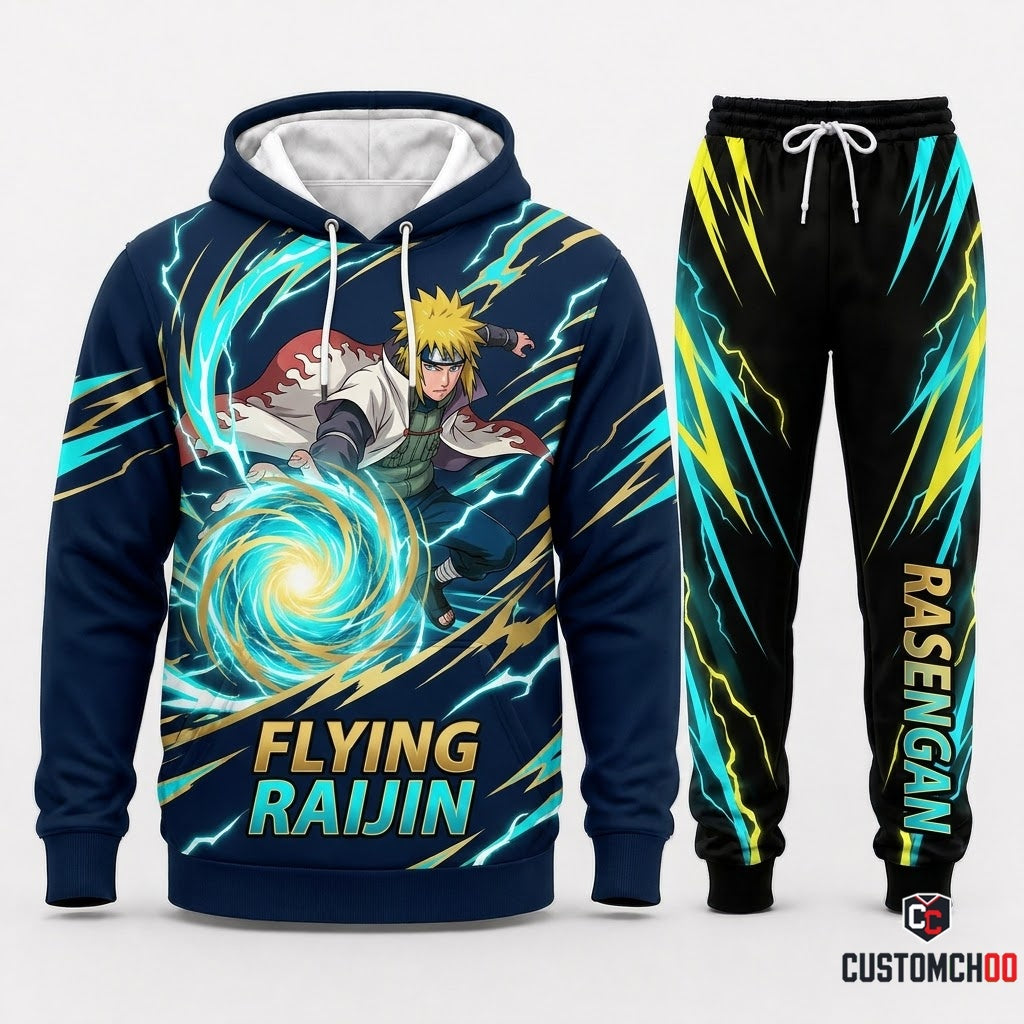 Minato Namikaze Anime Tracksuit Set - Hoodie & Jogger Pants - 07. Rasengan Blast