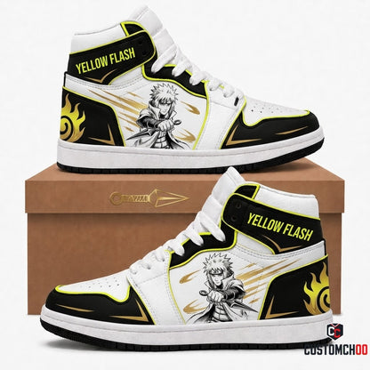 Minato Namikaze Anime Canvas High Top Sneakers - 01. Sumie Yellowflash