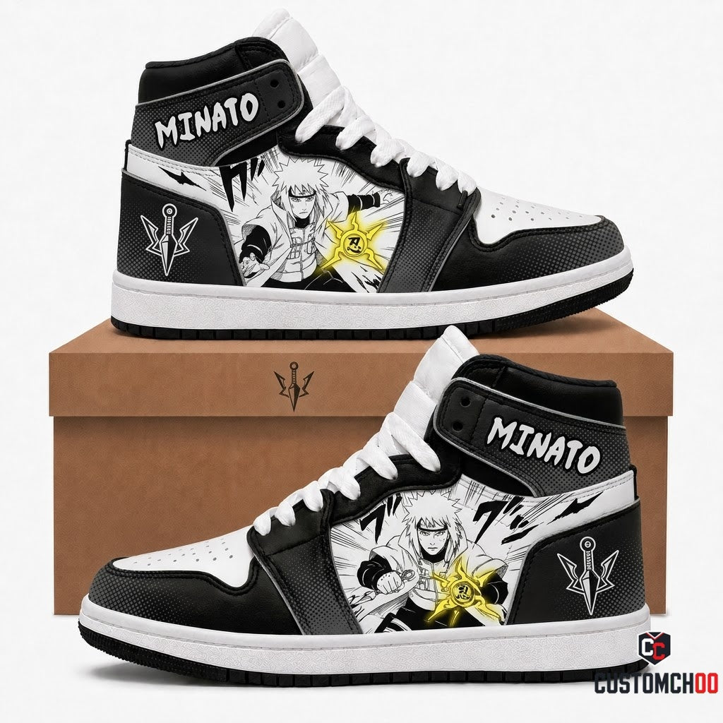 Minato Namikaze Anime Canvas High Top Sneakers - 06. Manga Screentone