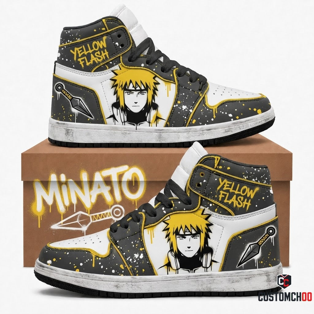 Minato Namikaze Anime Canvas High Top Sneakers - 08. Street Graffiti