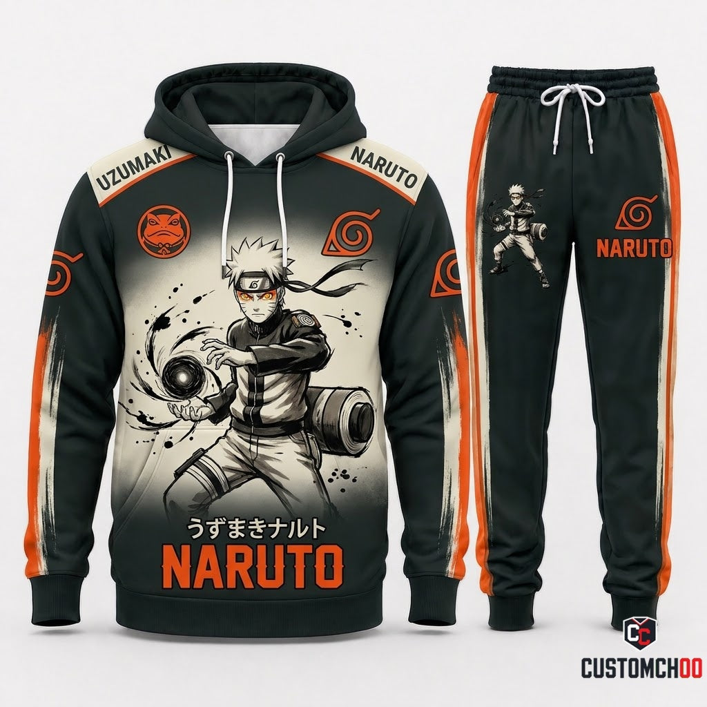 Naruto Uzumaki Anime Tracksuit Set - Hoodie & Jogger Pants - 01. Sumie Sage