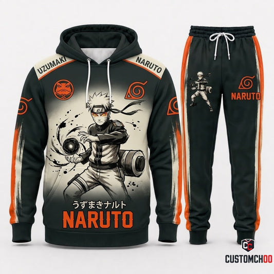 Naruto Uzumaki Anime Tracksuit Set - Hoodie & Jogger Pants - 01. Sumie Sage
