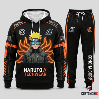 Naruto Uzumaki Anime Tracksuit Set - Hoodie & Jogger Pants - 02. Cyber Techwear