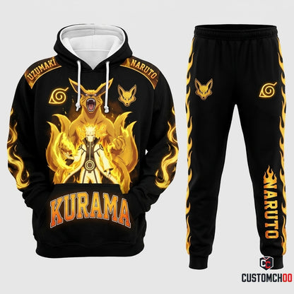 Naruto Uzumaki Anime Tracksuit Set - Hoodie & Jogger Pants - 03. Kurama Avatar