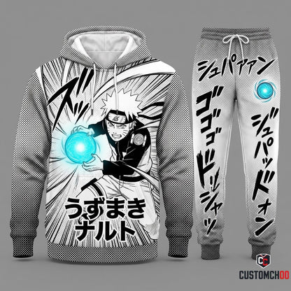 Naruto Uzumaki Anime Tracksuit Set - Hoodie & Jogger Pants - 06. Manga Screentone