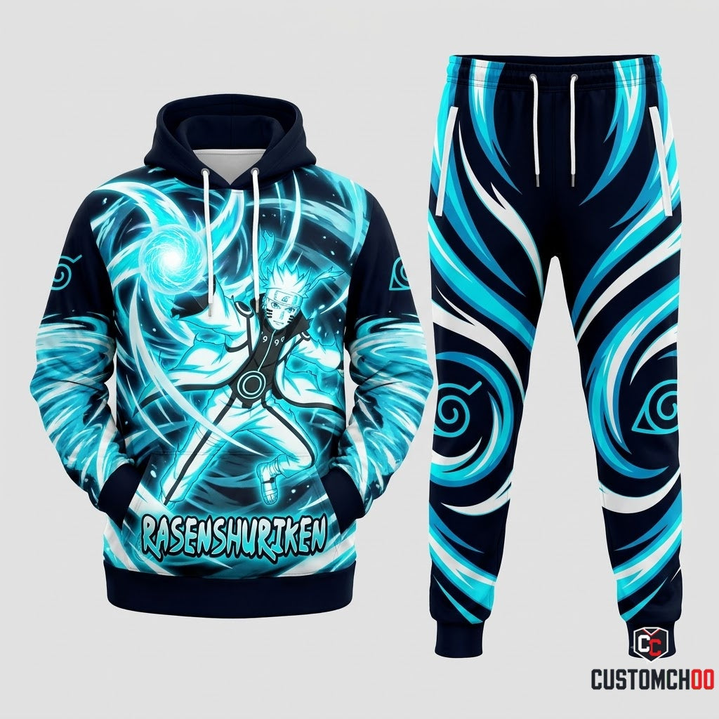 Naruto Uzumaki Anime Tracksuit Set - Hoodie & Jogger Pants - 07. Rasenshuriken Blast