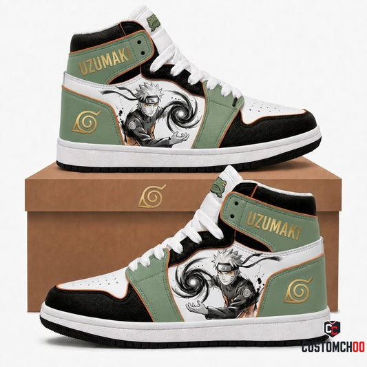 Naruto Uzumaki Anime Canvas High Top Sneakers - 01. Sumie Sage