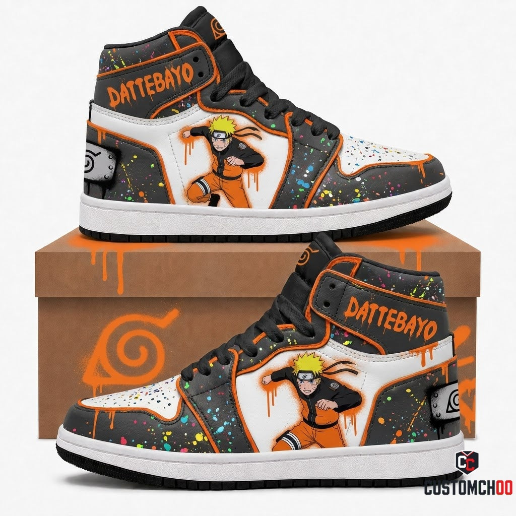 Naruto Uzumaki Anime Canvas High Top Sneakers - 08. Street Graffiti