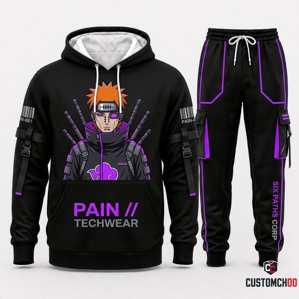 Pain (Nagato) Anime Tracksuit Set - Hoodie & Jogger Pants - 02. Cyber Techwear