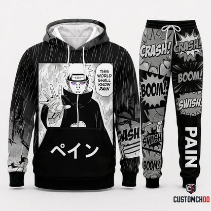 Pain (Nagato) Anime Tracksuit Set - Hoodie & Jogger Pants - 06. Manga Screentone