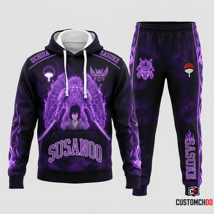 Sasuke Uchiha Anime Tracksuit Set - Hoodie & Jogger Pants - 03. Susanoo Avatar